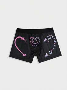 Men'S Heart & Butterfly Printed Boxer Briefs Underwear