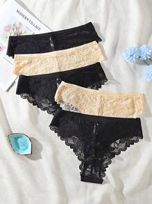 Ocili 5入組無縫蕾絲修邊三角褲內褲 - 彩色 - 查看 2