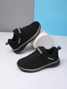 春季透氣青少年校園學生運動鞋 - 黑色 - 查看 6