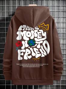 Manfinity EMRG Sudadera Con Capucha Y Diseño De Impresión En La Espalda Para Hombres - Café integral - Ver 6