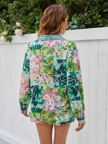 SHEIN VCAY Women'S Floral Print Long Sleeve Top - Multicolor - View 2