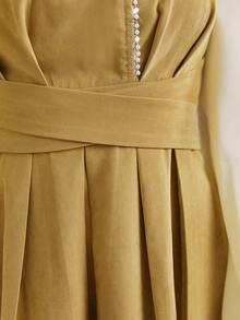 Modelyn 女性炫彩色塊連身裙,閃亮鑽石裝飾 - 黃色 - 查看 6