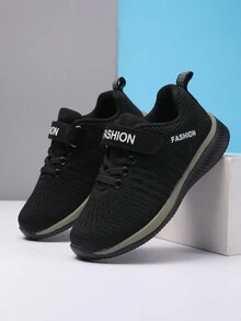 春季透氣青少年校園學生運動鞋 - 黑色 - 查看 1