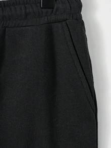 RueChic Men's Letter Printed Sweatshirt And Sweatpants Set - Black - View 7