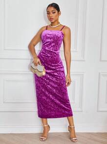 GENKIRA Vestido Sin Mangas De Terciopelo Jacquard Floral - Rosa Fucsia - Ver 1