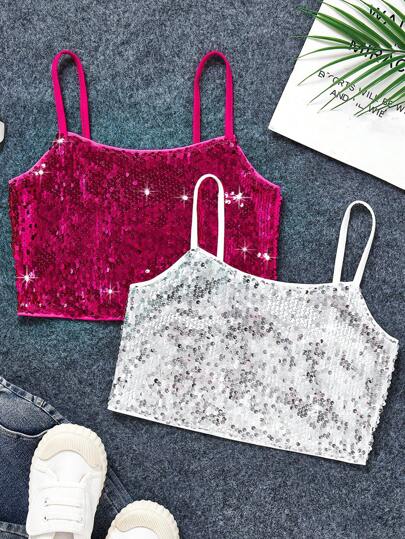 2 件套間女孩運動街頭風格亮片背心