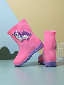 1pair Spring Cartoon Waterproof Rain Shoes For Children - Pink - View 2
