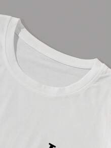 Manfinity Homme Camiseta de manga corta con estampado de patrón gráfico de póker y bloques de color para vacaciones, para amigos - Blanco - Ver 4