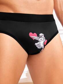 Men'S Angel Heart Printed Triangle Briefs