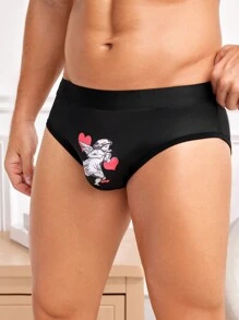 Men'S Angel Heart Printed Triangle Briefs