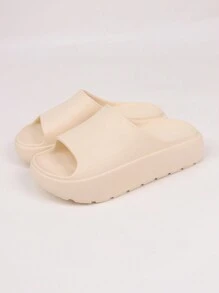 pueenb 新款時尚女士純色開頭運動拖鞋,防滑厚底室內外通用休閒拖鞋,女性鞋履