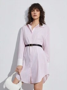 BizChic Của phụ nữ Sọc Váy sơ mi - Hồng - Xem 2