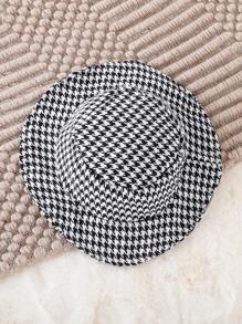 Babys Lässiges Und Einfaches Langarmhemd, Set Von Hahnentrittmuster Langhose Und Hut Für Den Sommer