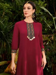 Divindia Ladies Embroidered Split Kurti Style Long Sleeve Kurta