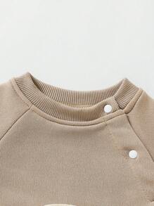 寶寶女孩2入組可愛刺繡細節長袖連體衣,適用於春秋季節 - 彩色 - 查看 3