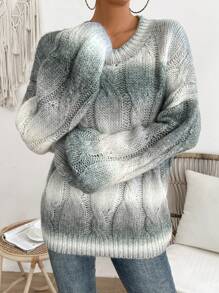 EMERY ROSE 女士渐变色圆领套头毛衣针织衫秋冬毛衣 - 彩色 - 查看 4