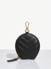 SHEIN SXY 2入組女性時尚極簡主義街頭風格黑色手提包，具有對比縫線和可拆式小袋 - 黑色 - 查看 5