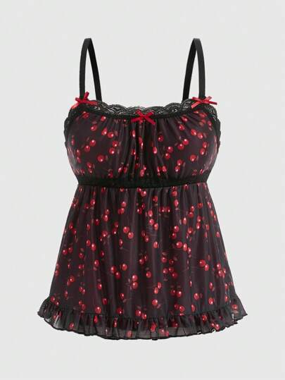 Kawaii ملابس علوية خزامى مطبوع بالكامل مع رباط الدانتيل بمقاس كبير، مدرسي