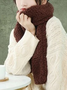 ROMWE Kawaii 1條咖啡色毛絨女士圍巾 - 咖啡棕 - 查看 1