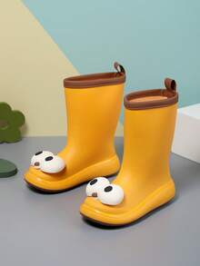 1pair Spring Kids' Rain Shoes, Waterproof, Slip-Resistant And Abrasion-Resistant, For Outdoor Activities - Yellow - View 1