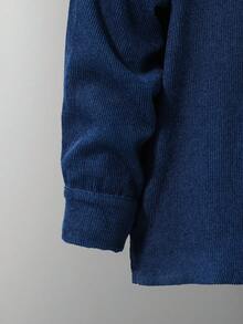 SHEIN 男小童字母補丁細節襯衫和褲子 - 藍色 - 查看 4