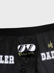 Men'S Letter Printed Boxer Briefs - Black and White - View 4