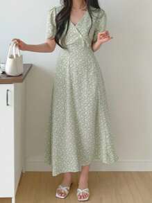 DAZY Women'S Ditsy Floral Wrap Dress Sundress Vacation Outfits Women - Green - View 6