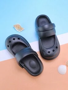 Eva 高彈軟瑪莉珍兒童鏤空鞋 - 黑色 - 查看 5