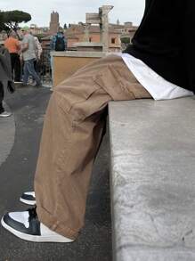 DAZY Men'S Cargo Style Denim Pants With Pockets - Khaki - View 4