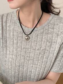 DAZY 女士时尚心形吊坠项链，百搭款式，适合情人节、妈妈、母亲、母亲节、礼物 - 銀色 - 查看 6