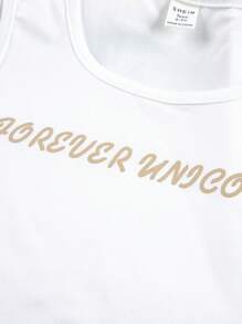 少女字母印花t恤,外套和褲子3入組