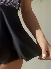 SHEIN Swim Women's Striped Pattern Tank Top And Triangle Swimsuit Bottom Set Carnival Summer - Black - View 5