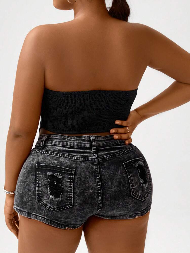 Plus Size Women'S Letter & Skull Print Tube Top