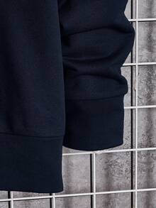 RueChic Herr Sweatshirt med luva Med Bokstavstryck - Marinblå - Visa 3