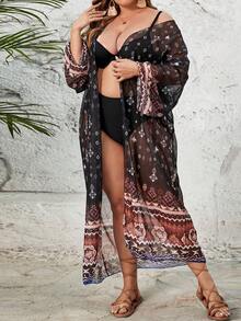 Swim Vcay 大尺碼女式幾何圖案透視與服音樂節 - 彩色 - 查看 4