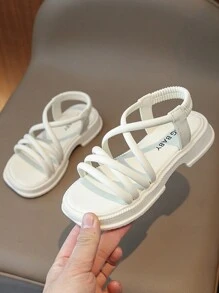 Fashionable Children'S Flat Sandals, White - Beige - View 1