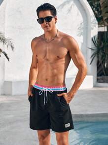 Surfspeed Men'S Beach Shorts With Pocket, Drawstring Waistband And Side Stripes - Multicolor - View 5