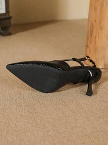Plus Size Women's Black High Heel Pumps, Pointed Toe Stiletto Heels, Fashionable Comfortable Elegant Office Style Shoes For Spring And Summer - Black - View 5