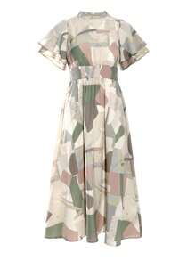 DAZY Geo Print Butterfly Sleeve Dress Sundress - Multicolor - View 3