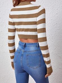 SHEIN Essnce 女士條紋長袖套頭毛衣