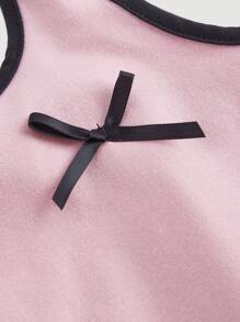 SHEIN MOD Women's Bowknot Colorblock Trim Tank Top - Pink - View 3