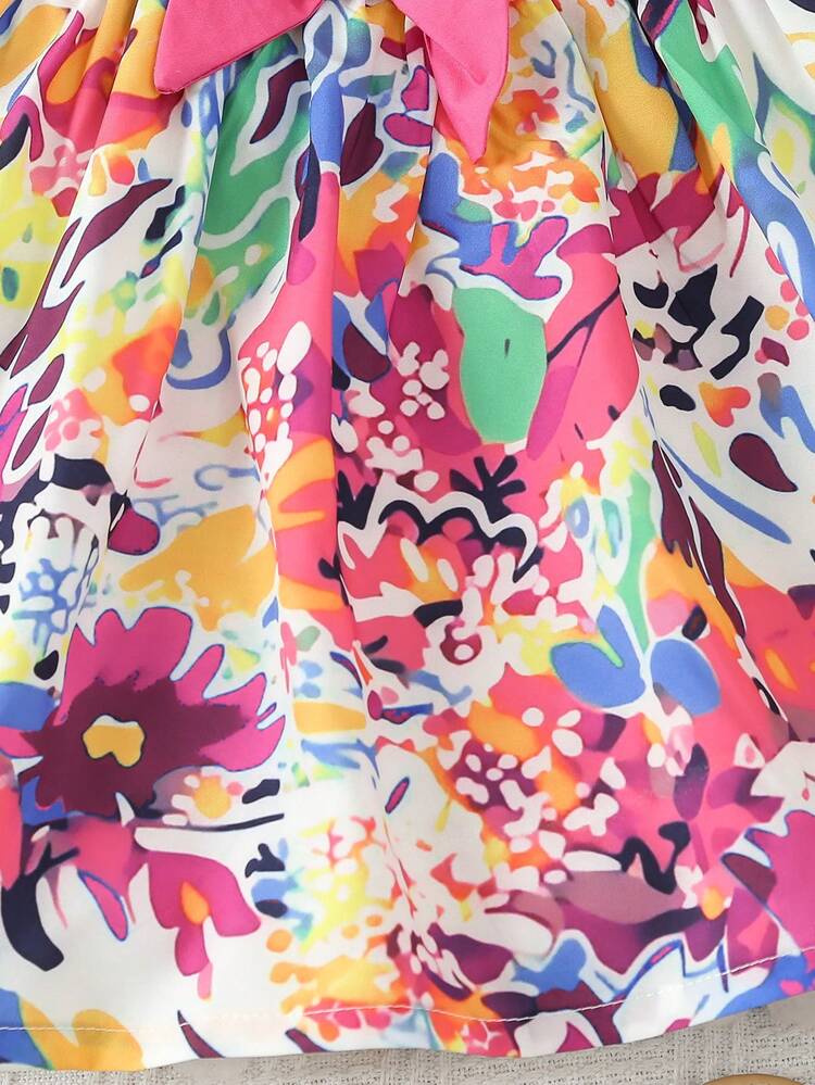 Baby Girls' Pink Floral Print Elegant, And Cute Casual Dress, Spring/Summer