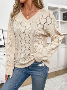 SHEIN LUNE 女士空心針織套頭毛衣