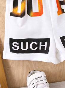 Infant Heart Print Short Sleeve T-Shirt And Shorts Set
