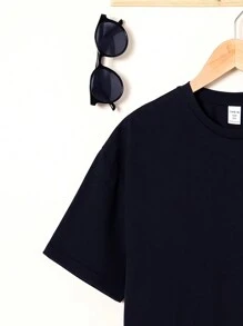 SHEIN Con trai Lỏng lẻo phù hợp Thể thao Vòng cổ Đồ họa Ngắn tay Áo thun - màu đen - Xem 3