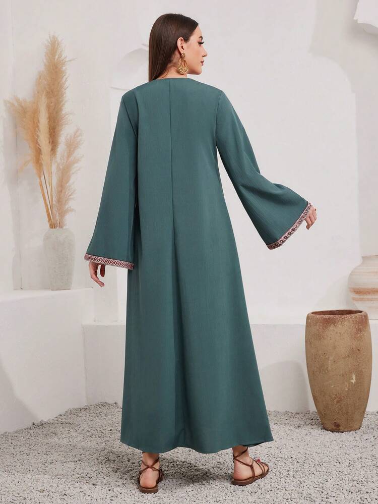 Women'S Geometric And Braided Pattern Decorated With Tassel Edging Arabian Dress