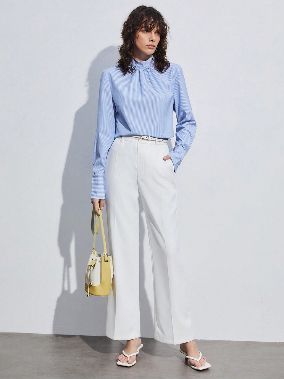 Women's Striped Shirt With Drape Design On Back