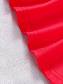 Baby Girl Watermelon Shaped Sleeveless Dress - Red - View 7