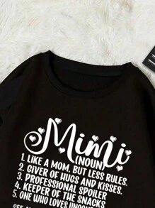 INAWLY Plus Size Slogan Printed Thermal Lined Sweatshirt - Black - View 3