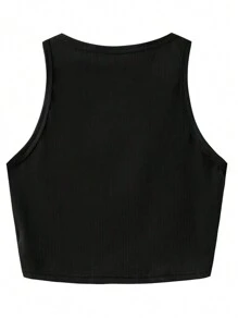 INAWLY 女士動物印花肋框背心 - 黑色 - 查看 2